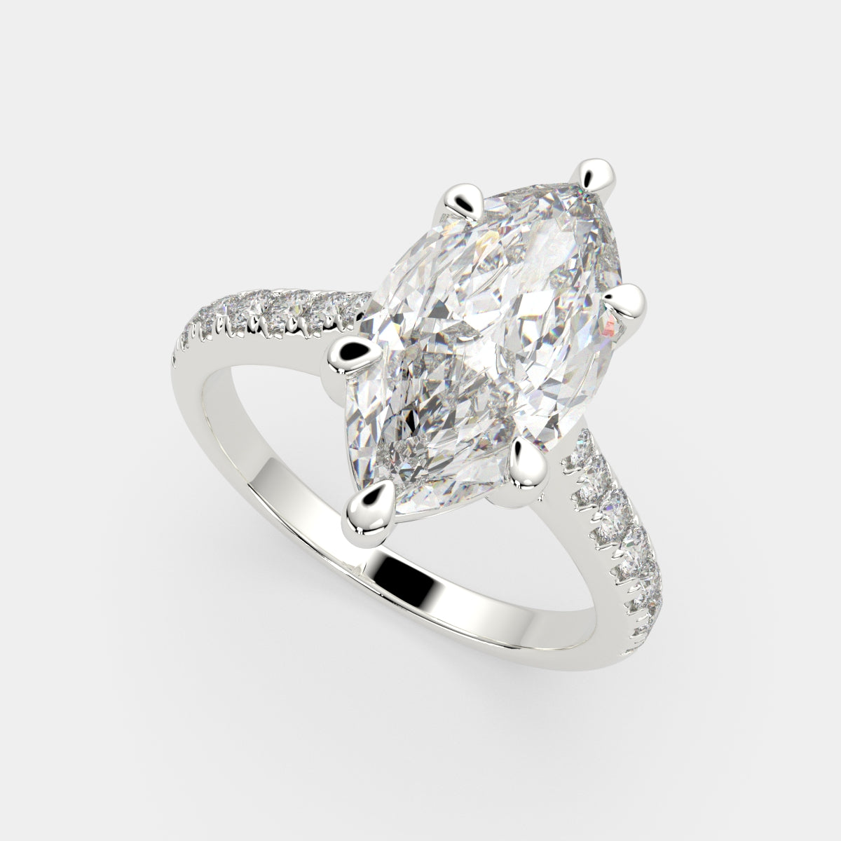 2.2 Carat VS1 D Lab Grown Diamond Pave Marquise Ring