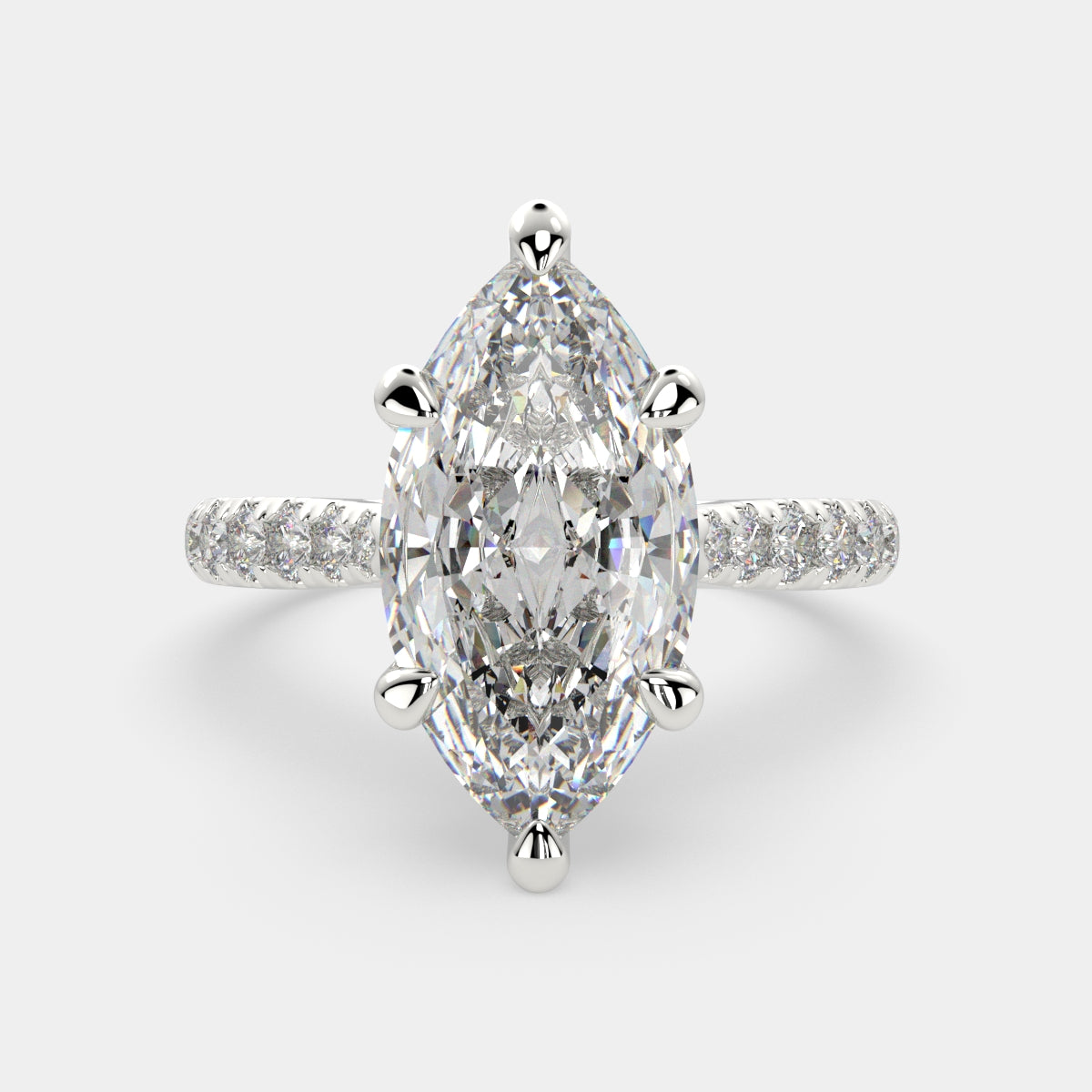 3.2 Carat VS1 D Lab Grown Diamond Pave Marquise Ring
