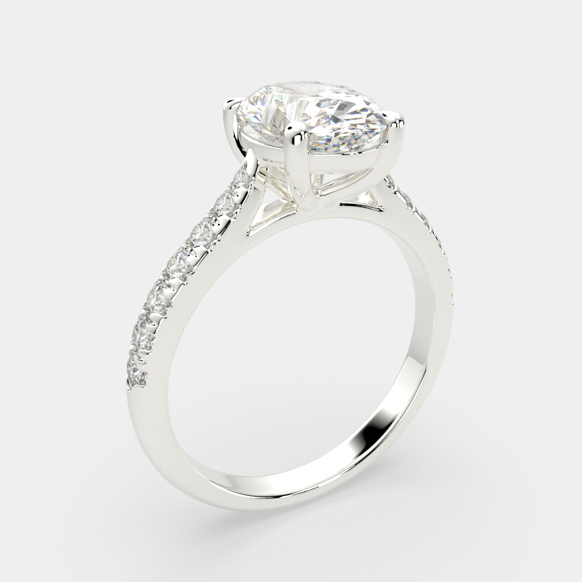 1.2 Carat VS1 D Lab Grown Diamond Pave Oval Ring