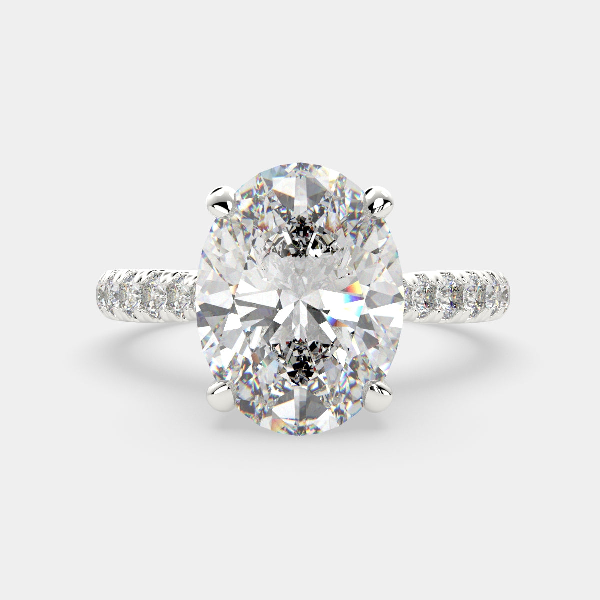 4.2 Carat VS1 D Lab Grown Diamond Pave Oval Ring