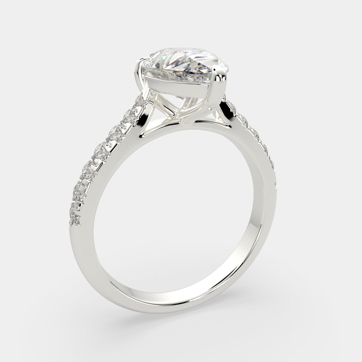 3.2 Carat VS1 D Lab Grown Diamond Pave Pear Ring