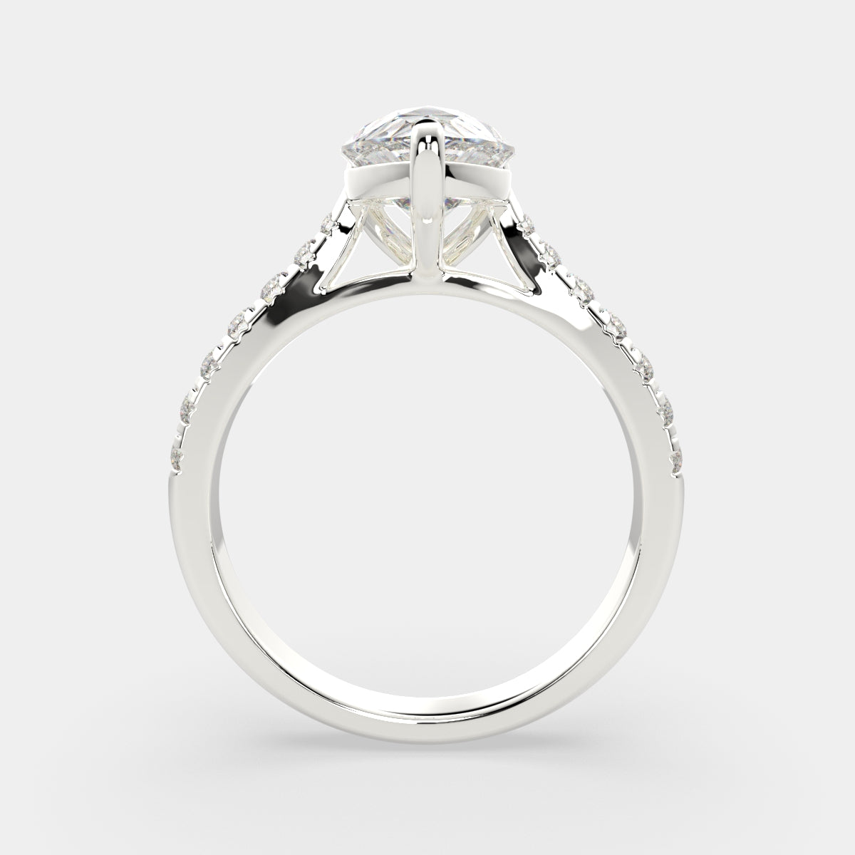 3.2 Carat VS1 D Lab Grown Diamond Pave Pear Ring