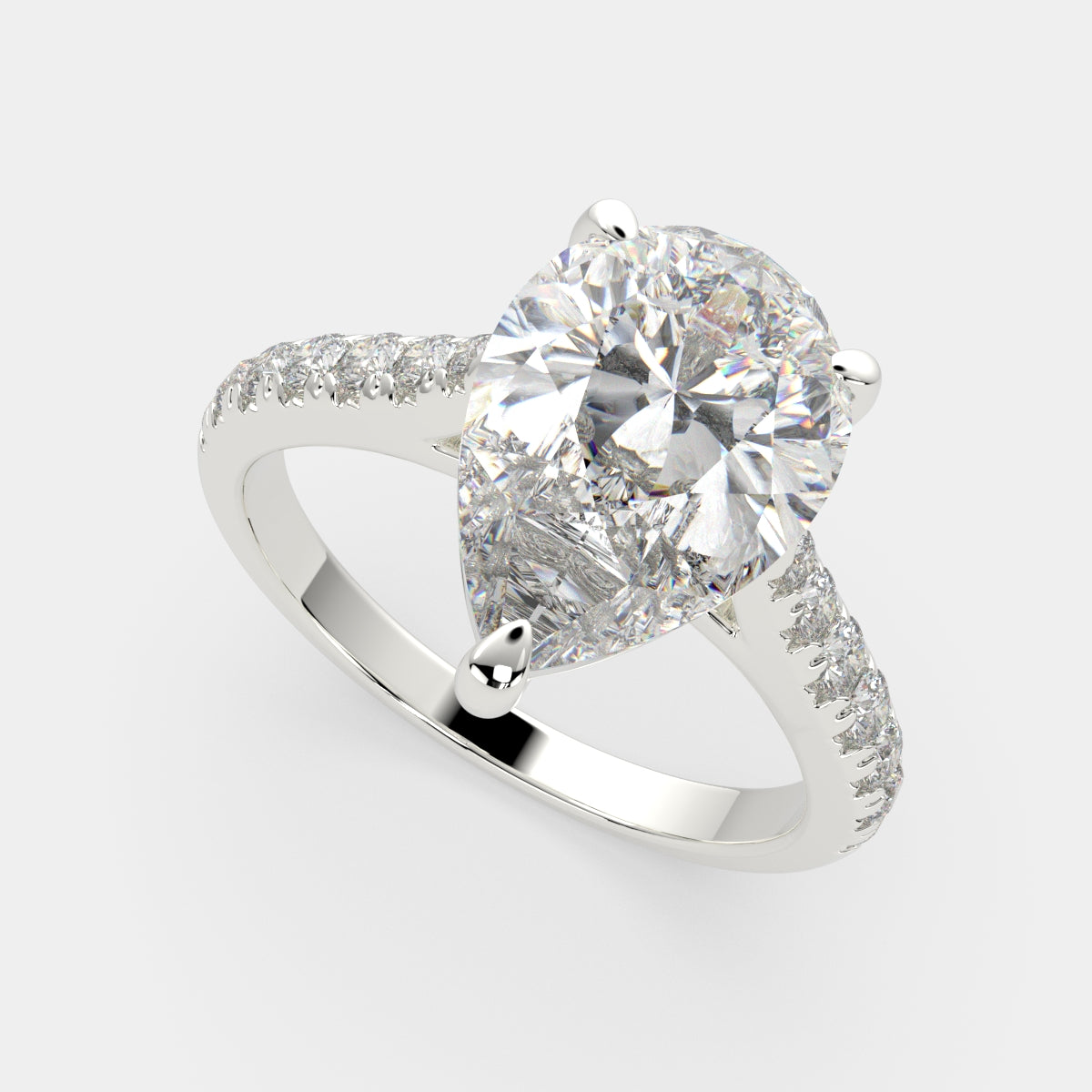 3.2 Carat VS1 D Lab Grown Diamond Pave Pear Ring