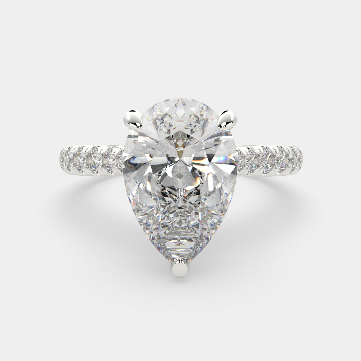 3.2 Carat VS1 D Lab Grown Diamond Pave Pear Ring