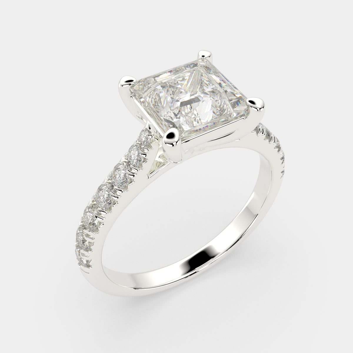 1.2 Carat VS1 D Lab Grown Diamond Pave Princess Ring