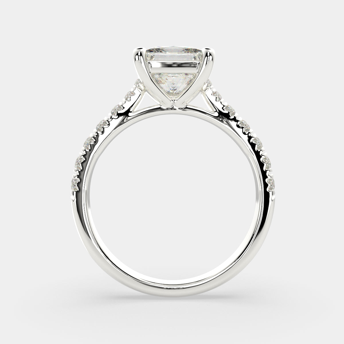 2.2 Carat VS1 D Lab Grown Diamond Pave Princess Ring