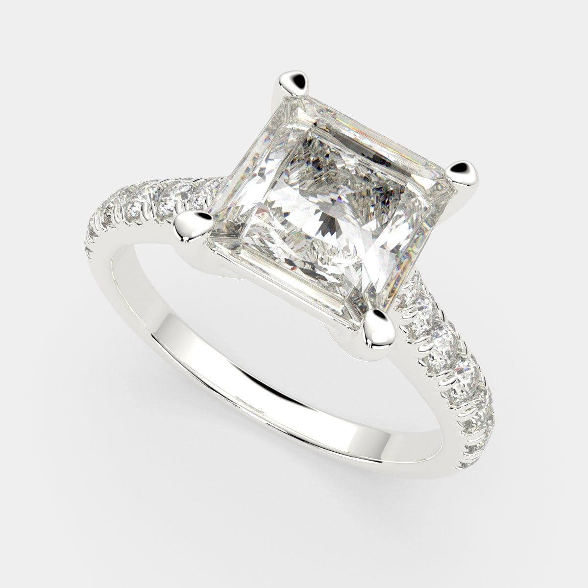 1.2 Carat VS1 D Lab Grown Diamond Pave Princess Ring