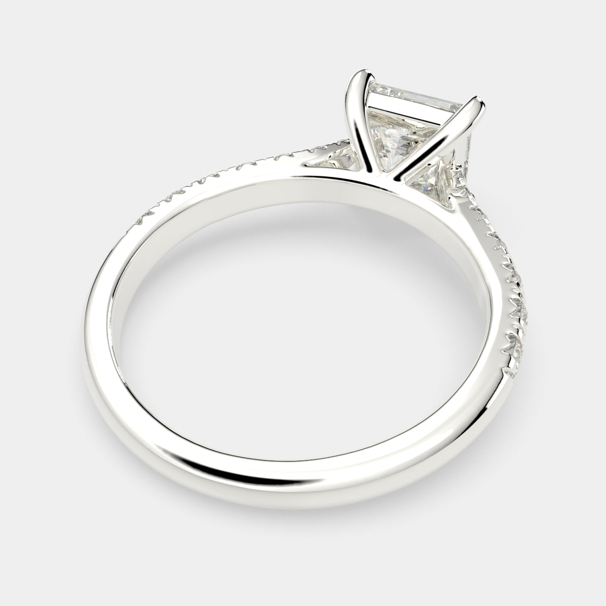 1.2 Carat VS1 D Lab Grown Diamond Pave Princess Ring