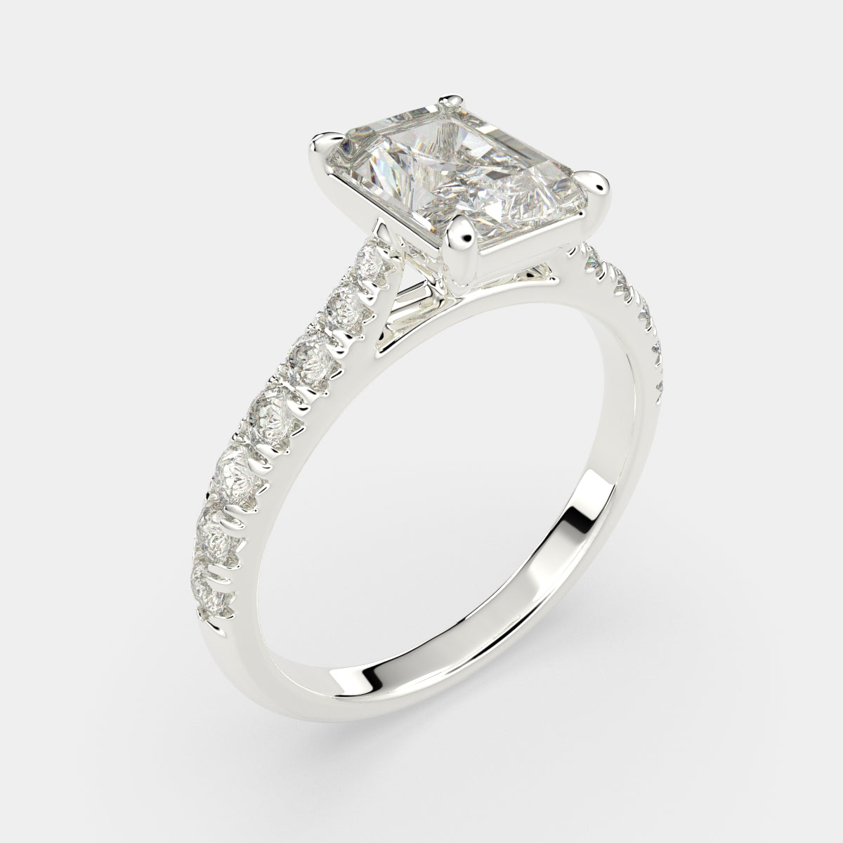 3.2 Carat VS1 D Lab Grown Diamond Pave Radiant Ring