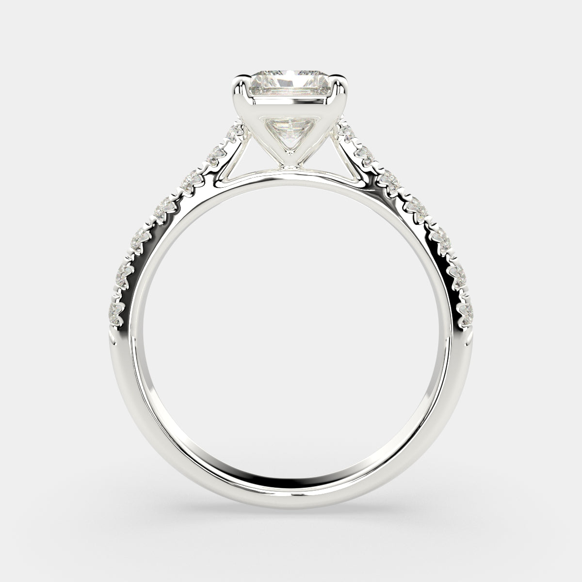 1.2 Carat VS1 D Lab Grown Diamond Pave Radiant Ring