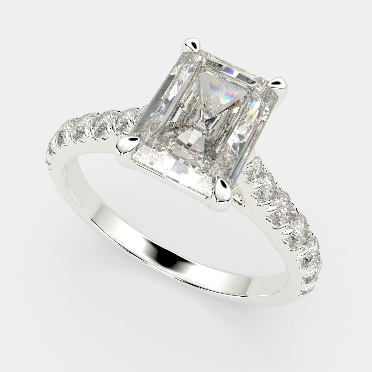 1.2 Carat VS1 D Lab Grown Diamond Pave Radiant Ring