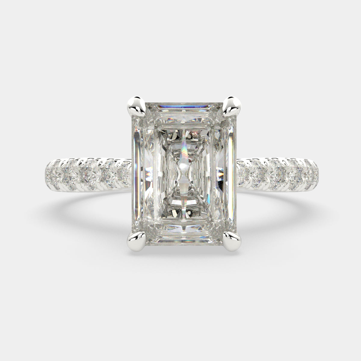 1.2 Carat VS1 D Lab Grown Diamond Pave Radiant Ring