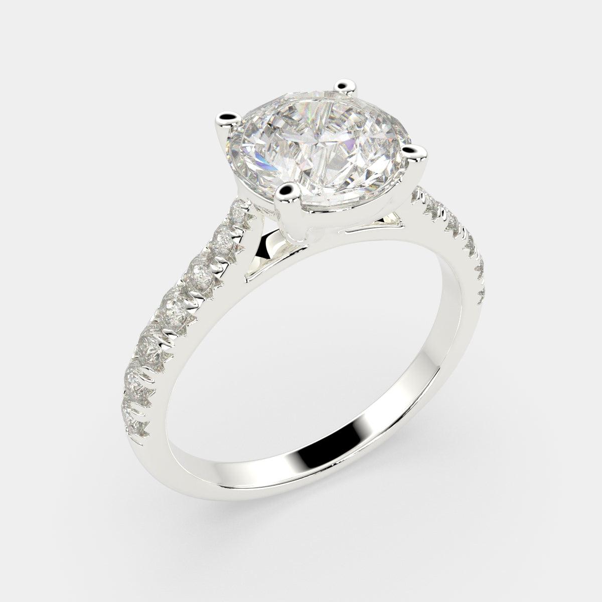 3.2 Carat VS1 D Lab Grown Diamond Pave Round Ring
