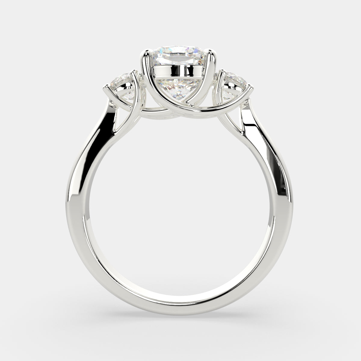 1.2 Carat VS1 D Lab Grown Diamond Trilogy Cushion Ring