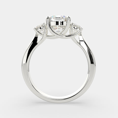 1.2 Carat VS1 D Lab Grown Diamond Trilogy Cushion Ring