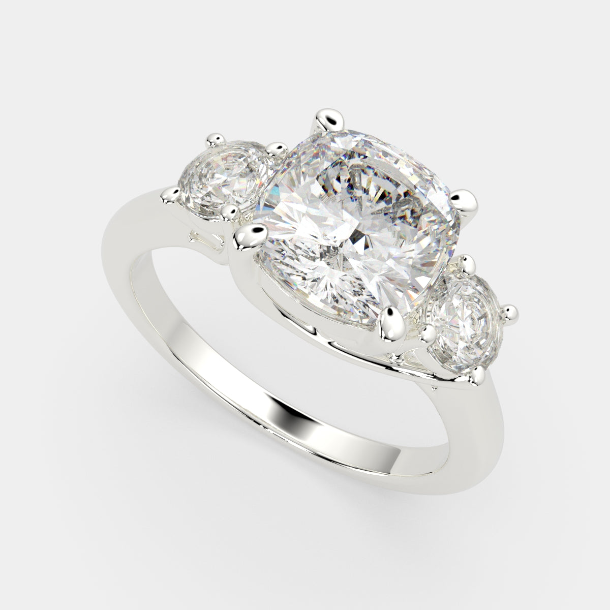 3.2 Carat VS1 D Lab Grown Diamond Trilogy Cushion Ring