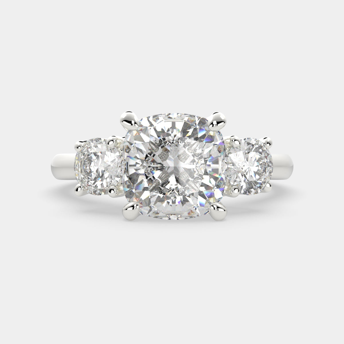 3.2 Carat VS1 D Lab Grown Diamond Trilogy Cushion Ring