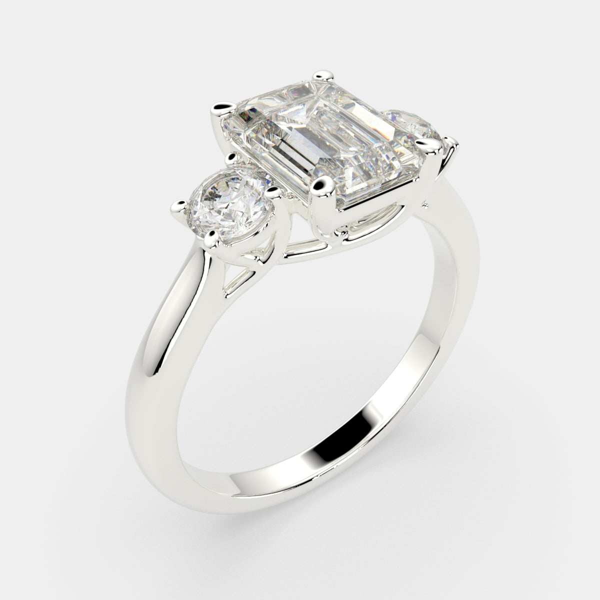 4.2 Carat VS1 D Lab Grown Diamond Trilogy Emerald Ring