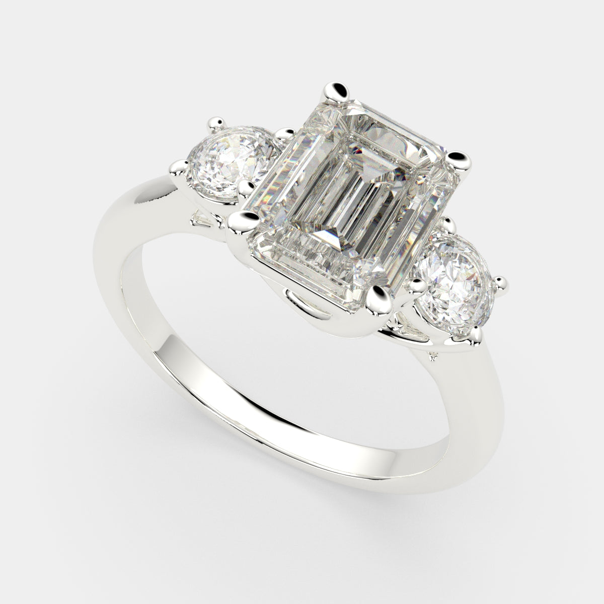 4.2 Carat VS1 D Lab Grown Diamond Trilogy Emerald Ring