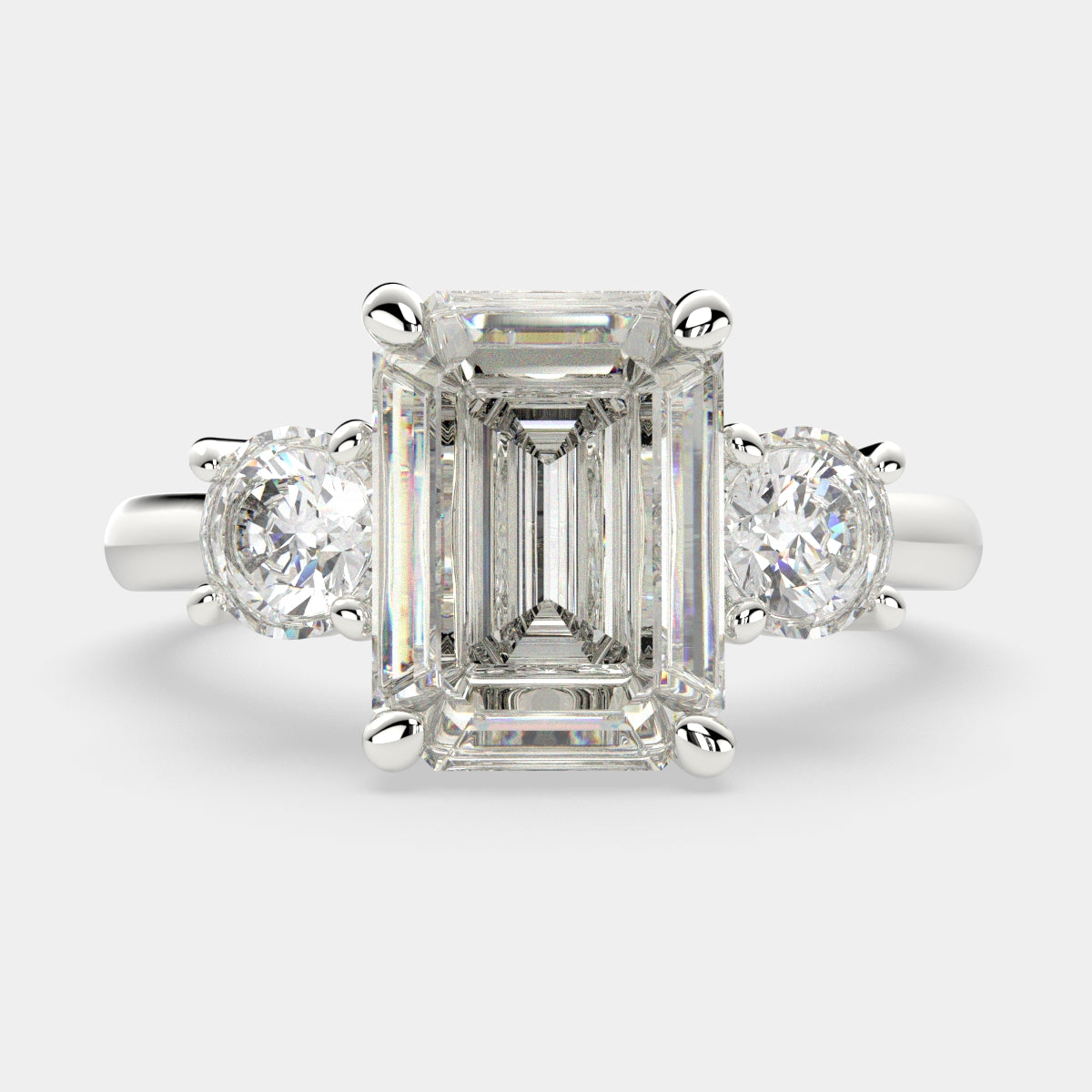 4.2 Carat VS1 D Lab Grown Diamond Trilogy Emerald Ring