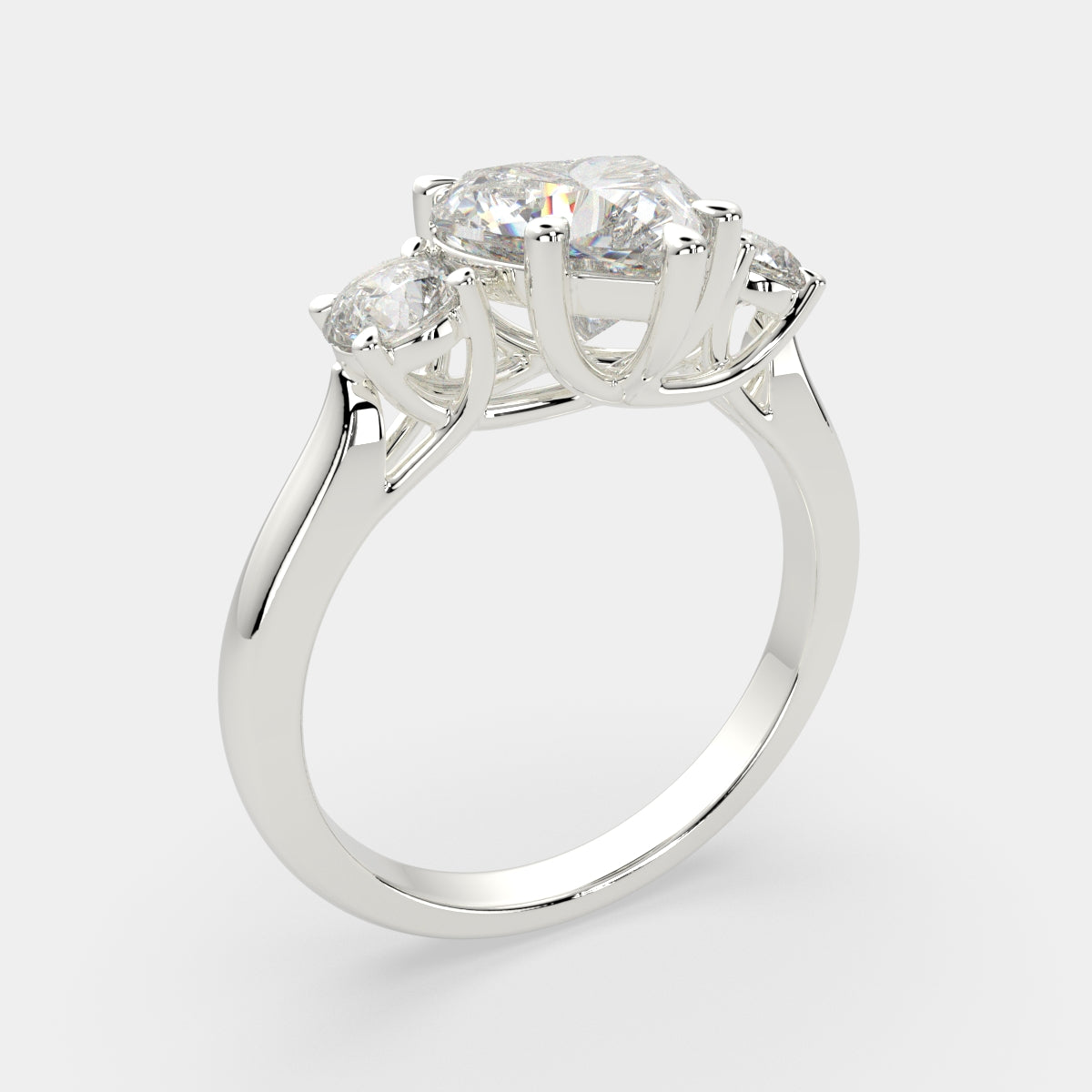 3.2 Carat VS1 D Lab Grown Diamond Trilogy Heart Ring