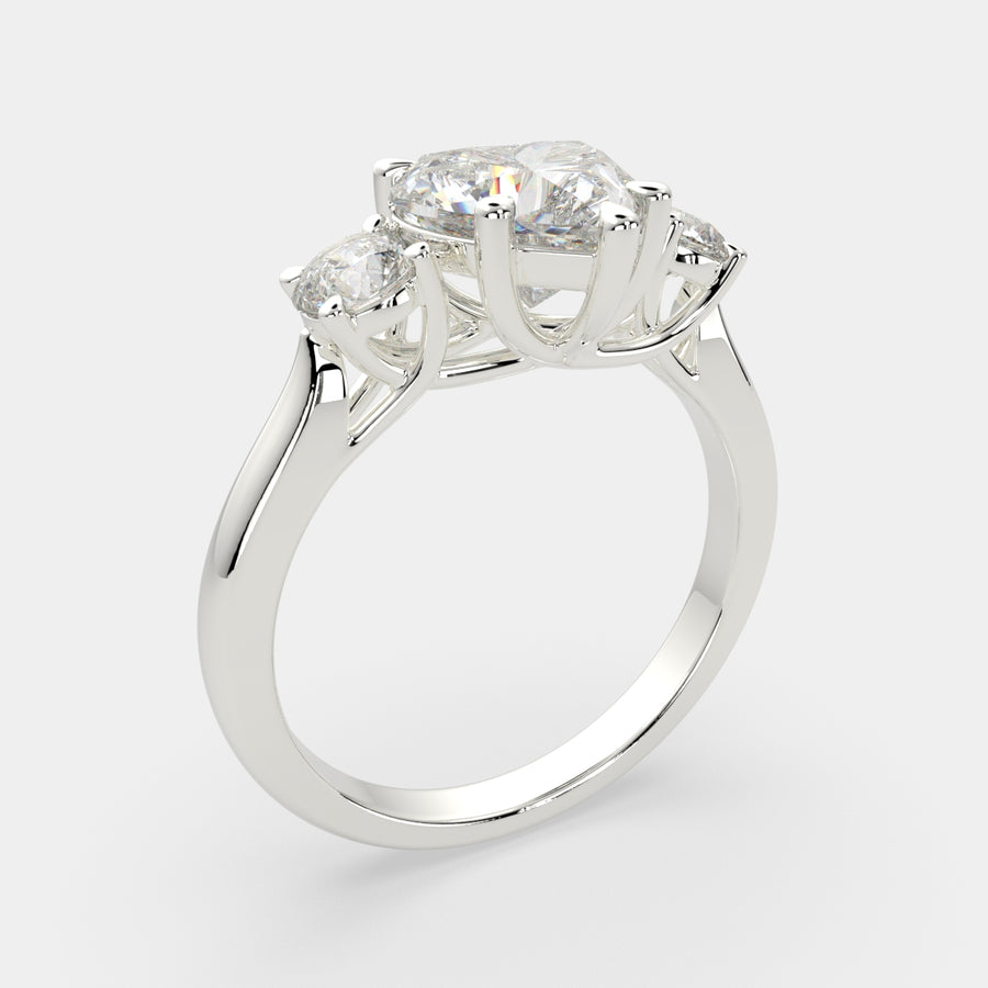 Hana 3.2 Carat Heart Cut 3 Stone Engagement Ring