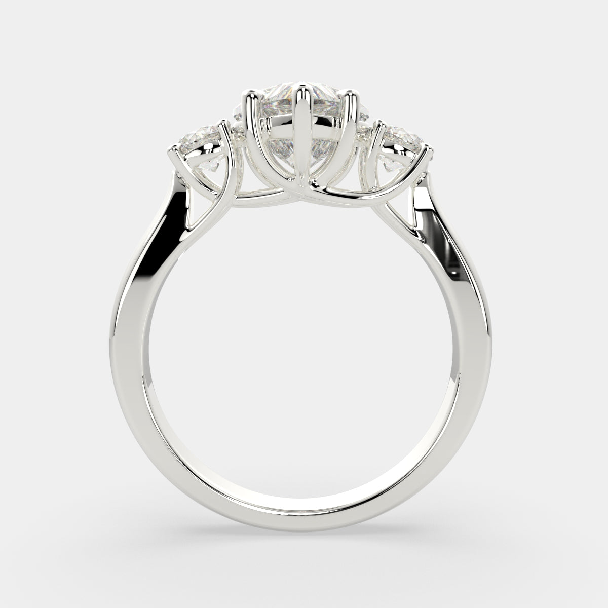 3.2 Carat VS1 D Lab Grown Diamond Trilogy Heart Ring