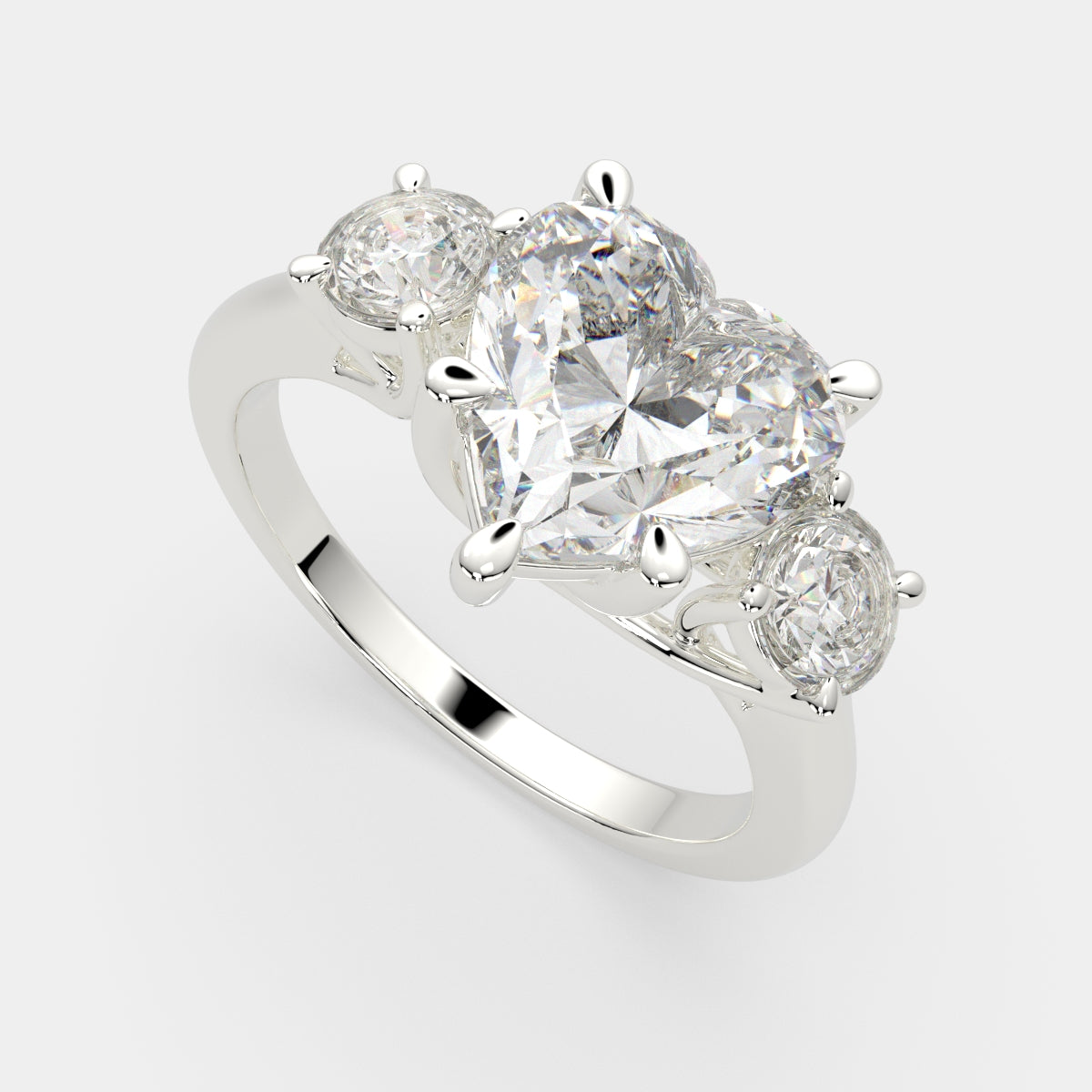 3.2 Carat VS1 D Lab Grown Diamond Trilogy Heart Ring