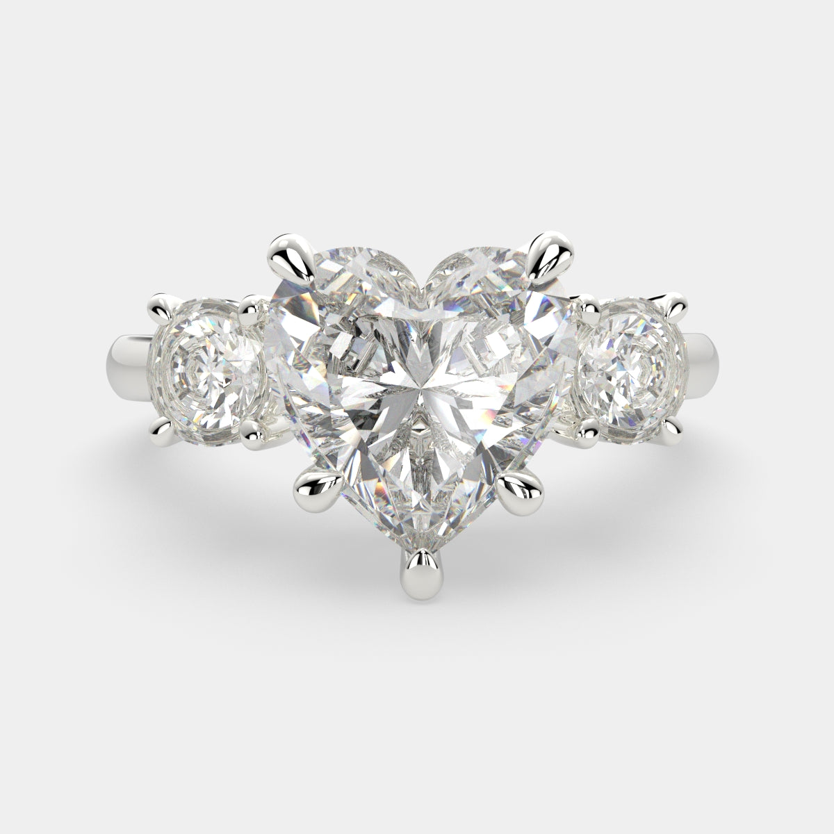 3.2 Carat VS1 D Lab Grown Diamond Trilogy Heart Ring