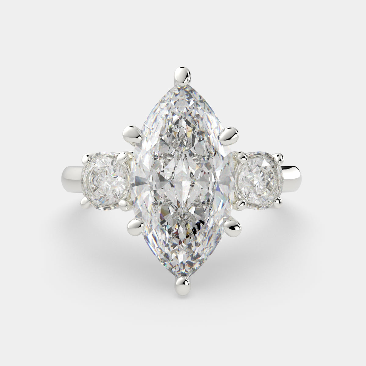 3.2 Carat VS1 D Lab Grown Diamond Trilogy Marquise Ring