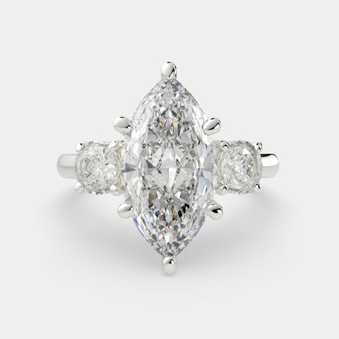 2.2 Carat VS1 D Lab Grown Diamond Trilogy Marquise Ring