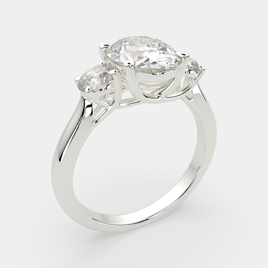 Hana 4.2 Carat Oval Cut 3 Stone Engagement Ring
