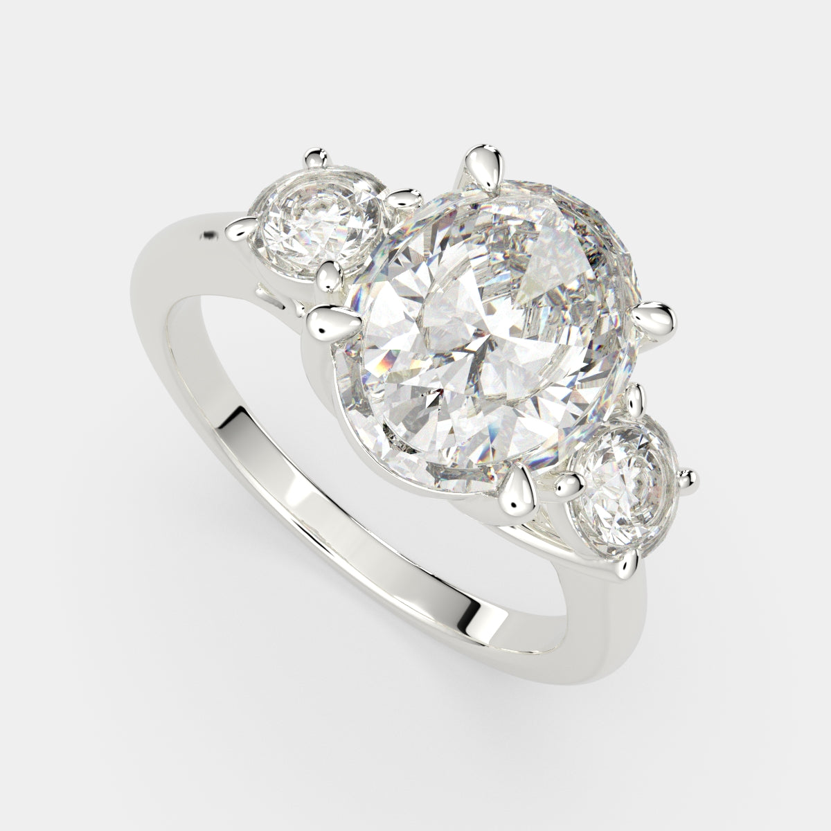 4.2 Carat VS1 D Lab Grown Diamond Trilogy Oval Ring