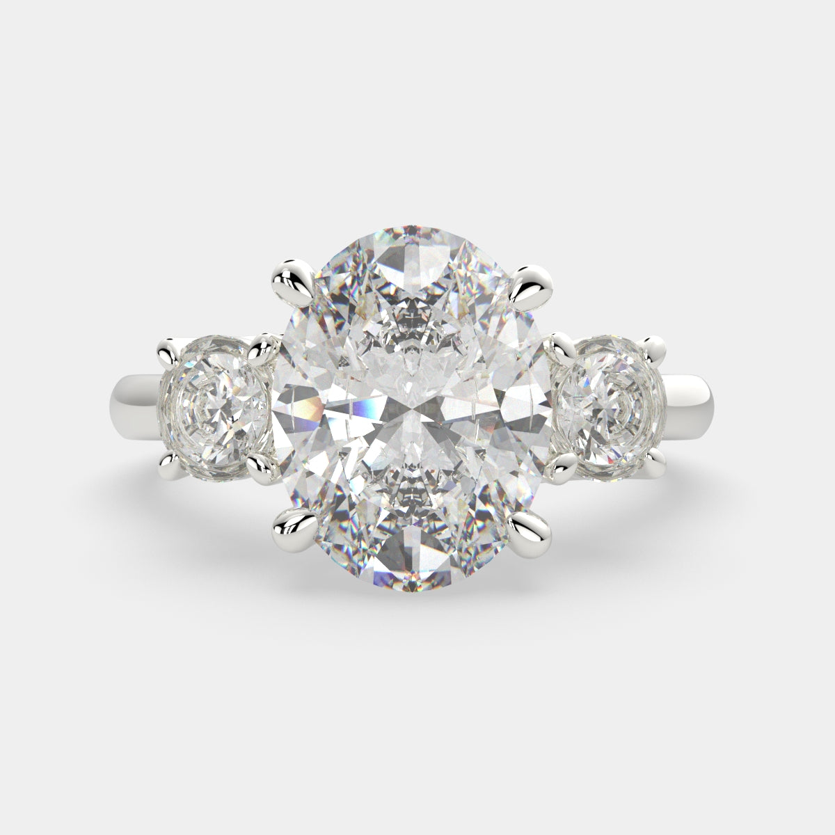 2.2 Carat VS1 D Lab Grown Diamond Trilogy Oval Ring