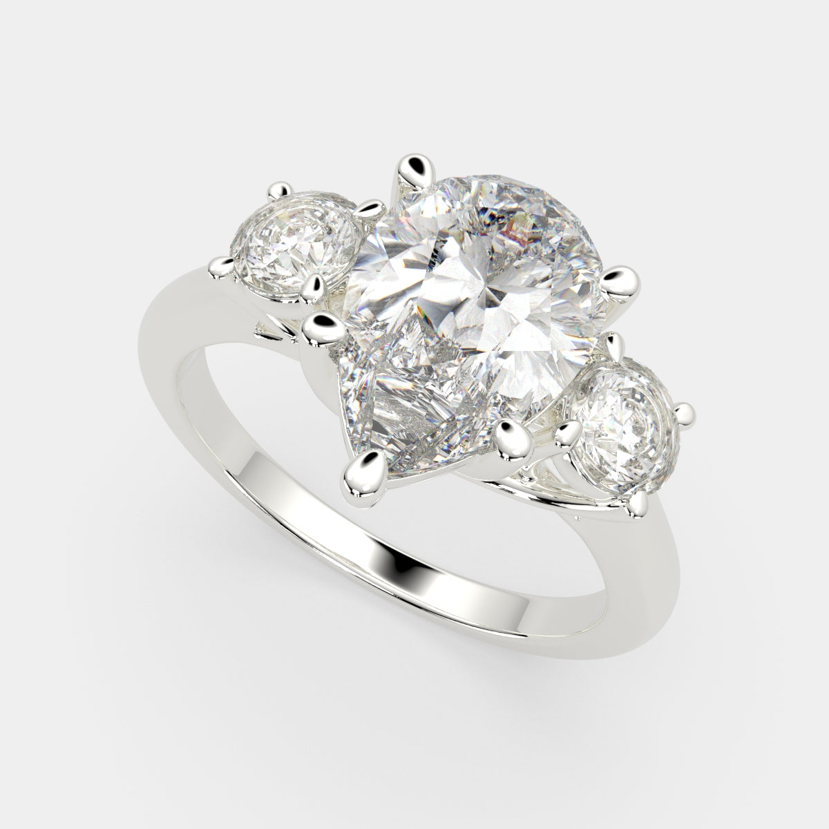 3.2 Carat VS1 D Lab Grown Diamond Trilogy Pear Ring