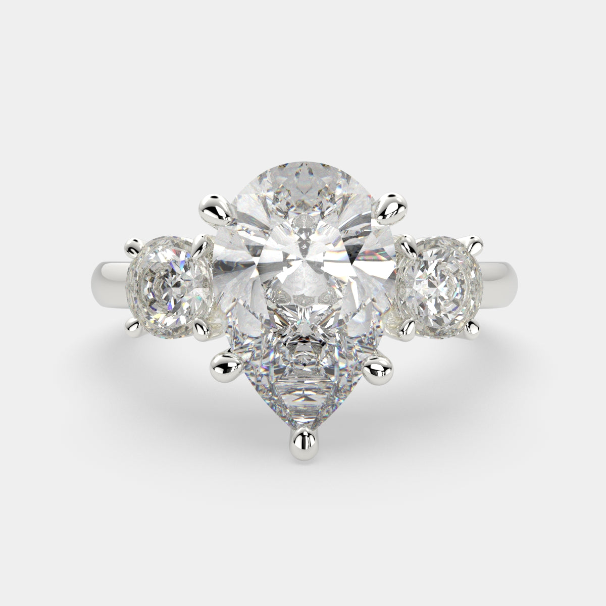 3.2 Carat VS1 D Lab Grown Diamond Trilogy Pear Ring