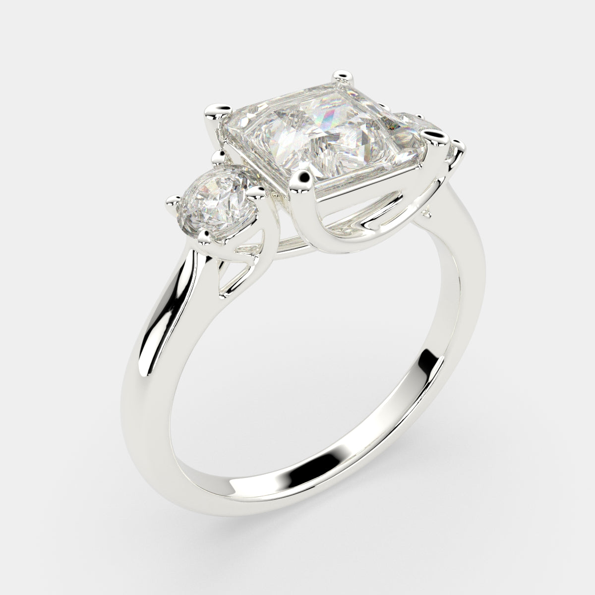 3.2 Carat VS1 D Lab Grown Diamond Trilogy Princess Ring