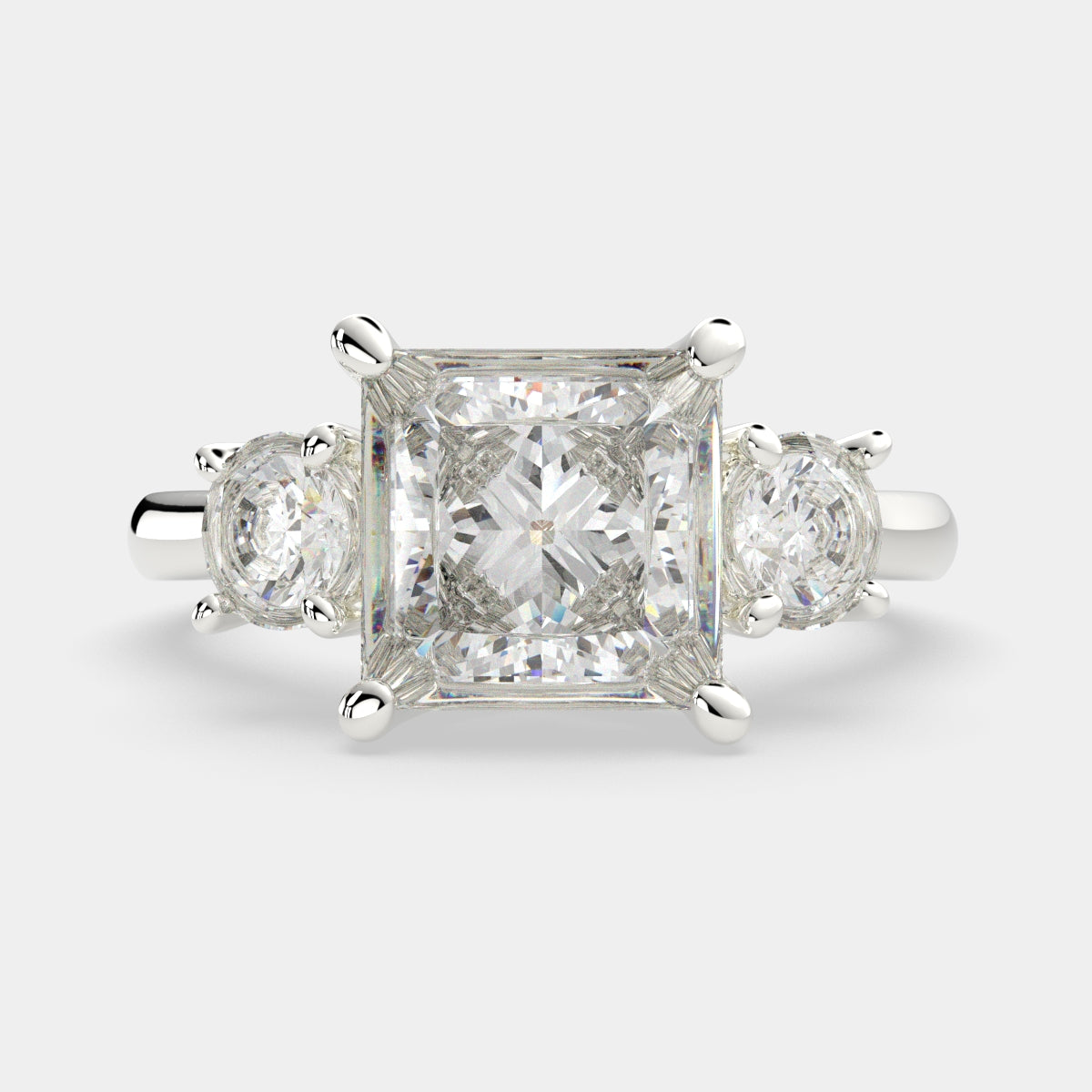 2.2 Carat VS1 D Lab Grown Diamond Trilogy Princess Ring