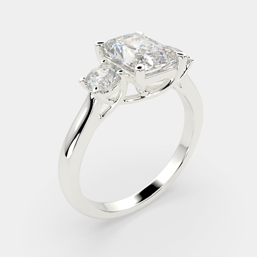 Hana 4.2 Carat Radiant Cut 3 Stone Engagement Ring
