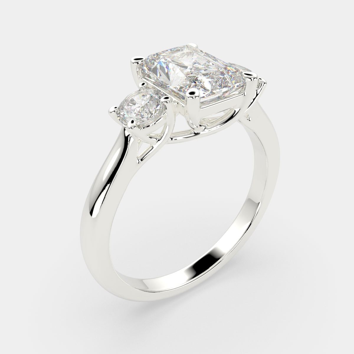1.2 Carat VS1 D Lab Grown Diamond Trilogy Radiant Ring