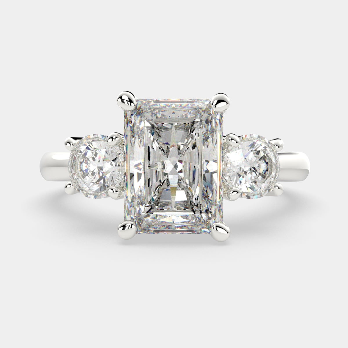 4.2 Carat VS1 D Lab Grown Diamond Trilogy Radiant Ring
