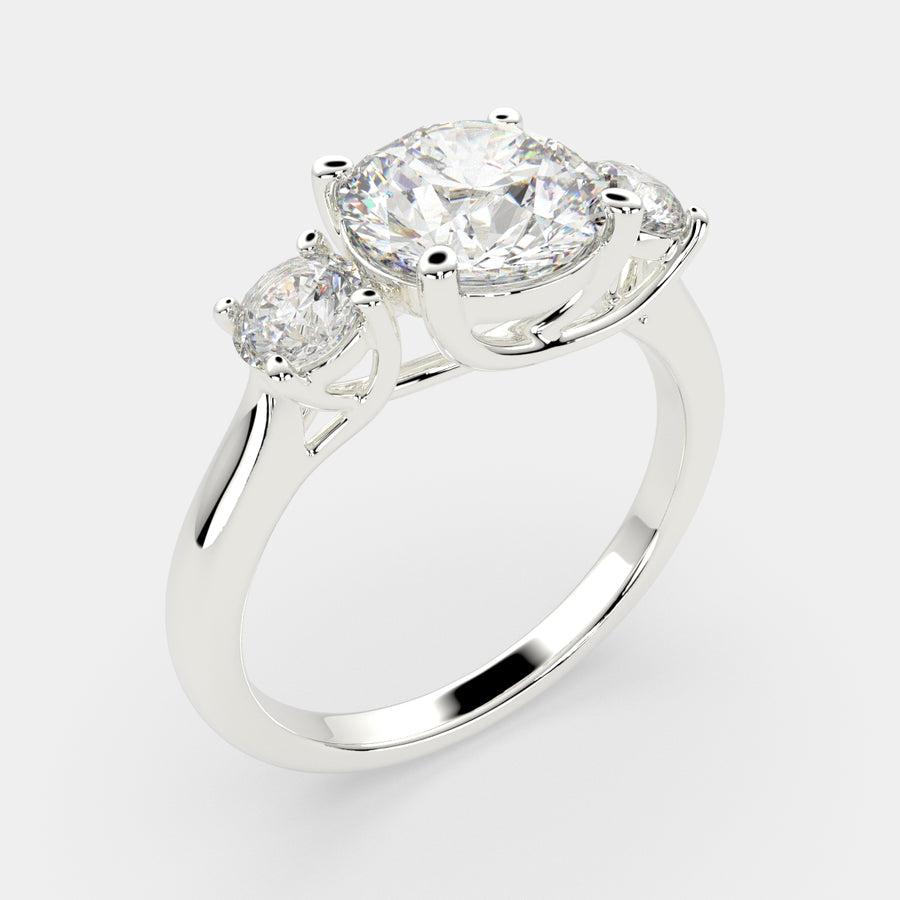 Hana 1.2 Carat Round Cut 3 Stone Engagement Ring