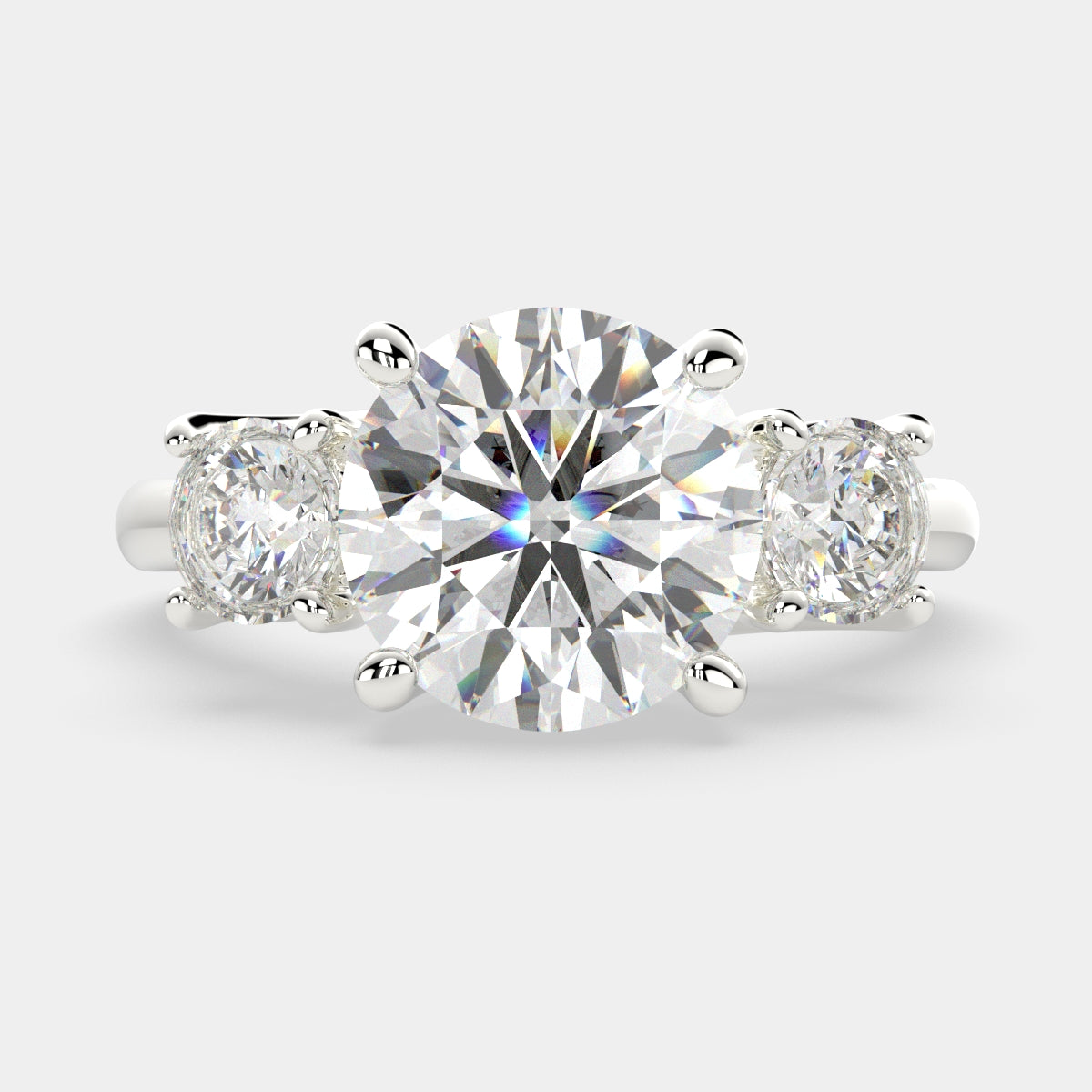 2.2 Carat VS1 D Lab Grown Diamond Trilogy Round Ring