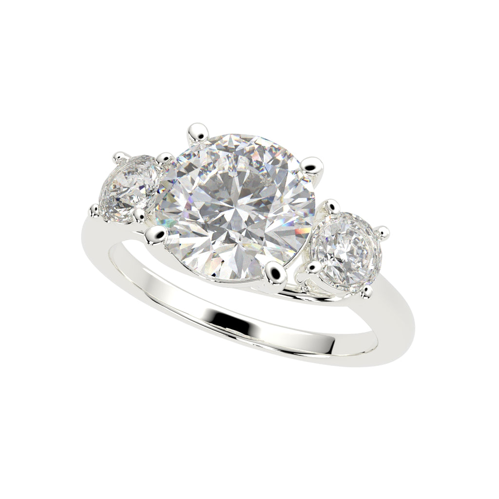 4.2 Carat VS1 D Lab Grown Diamond Trilogy Round Ring