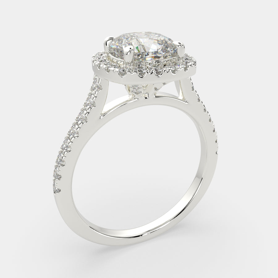 Isadora 3.4 Carat Cushion Cut Halo Pave Engagement Ring