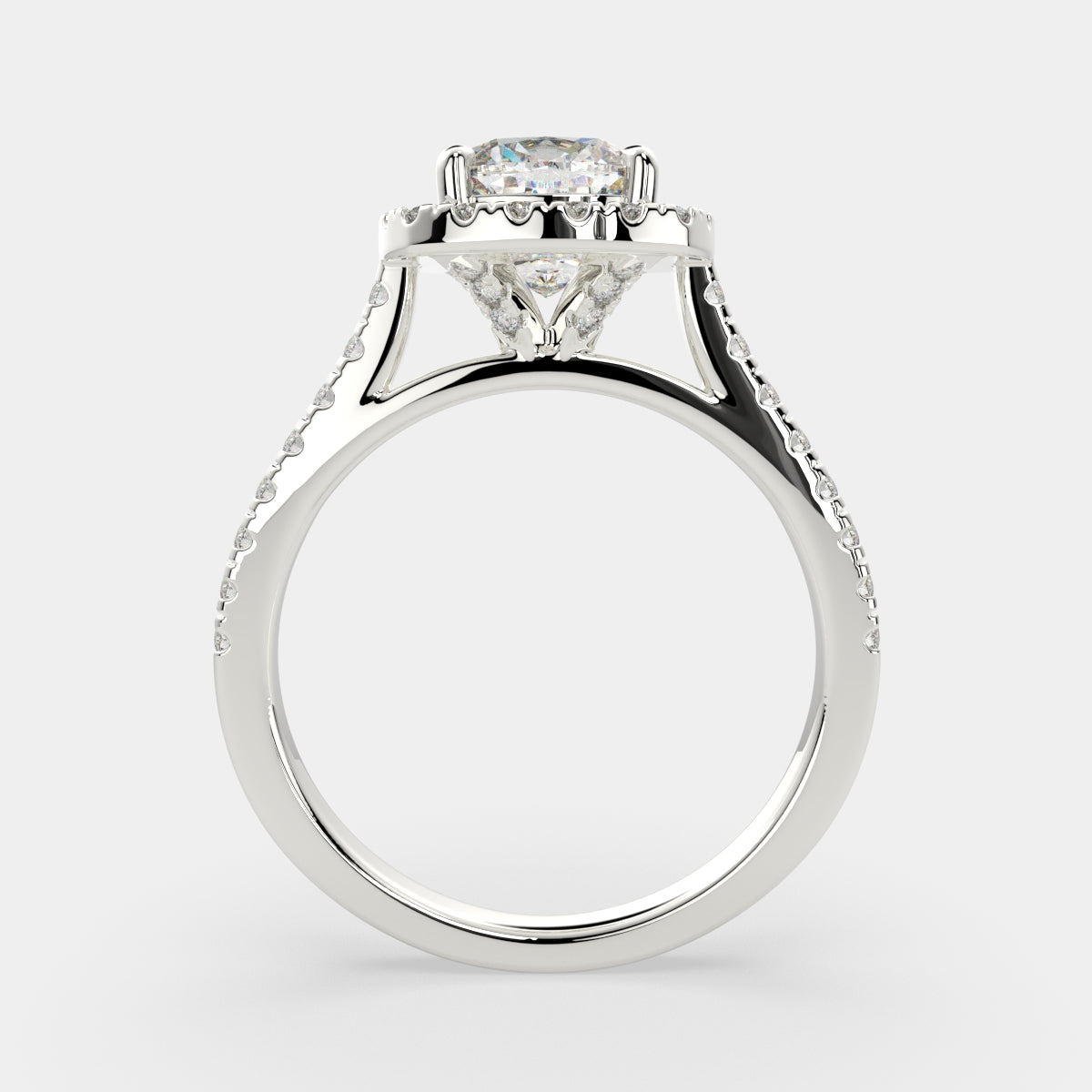 3.4 Carat VS1 D Lab Grown Diamond Halo Pave Cushion Ring