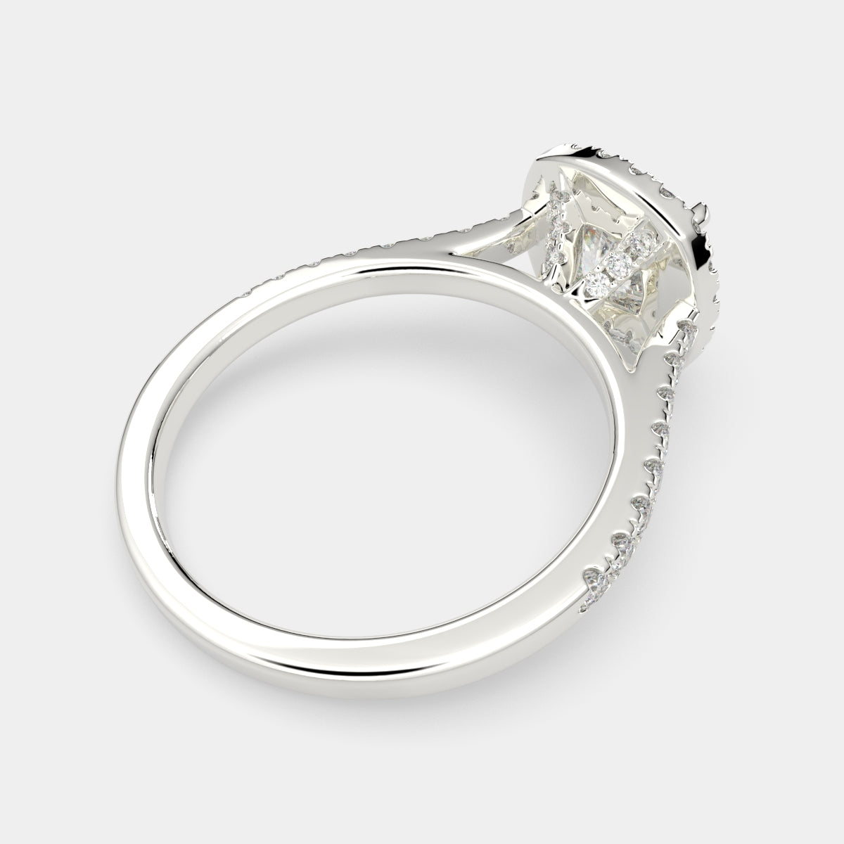4.4 Carat VS1 D Lab Grown Diamond Halo Pave Cushion Ring