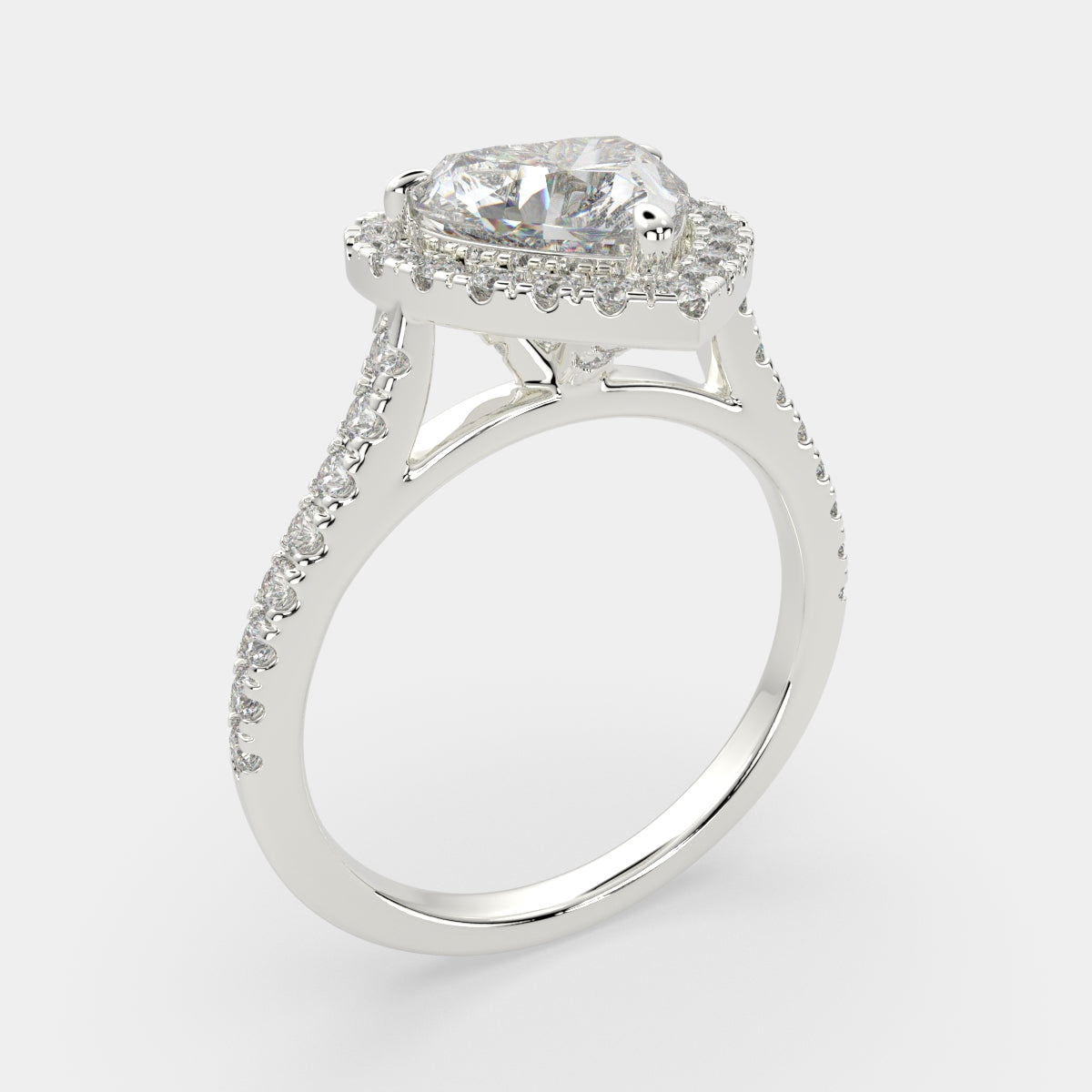 3.4 Carat VS1 D Lab Grown Diamond Halo Pave Heart Ring