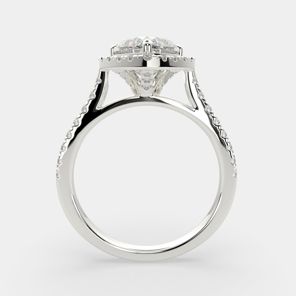 1.4 Carat VS1 D Lab Grown Diamond Halo Pave Heart Ring