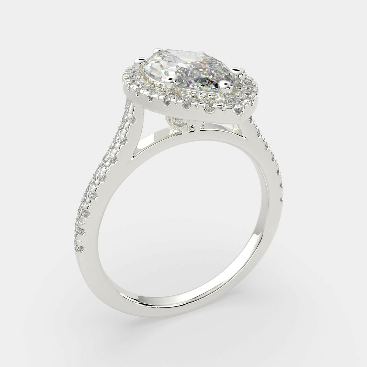 3.4 Carat VS1 D Lab Grown Diamond Halo Pave Marquise Ring